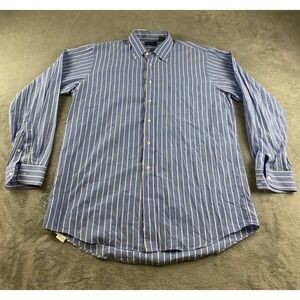 Lands End Mens Tall Button Down Striped Long Sleeve Dress Shirt 17-36